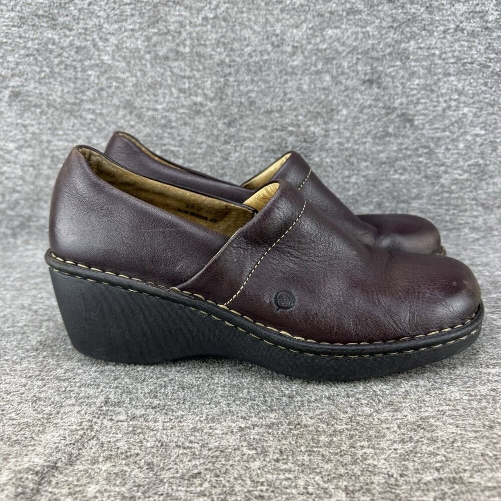 ✅Born Wedge Clogs Women’s Size 9.5 Brown Leather Comfort Slip On Shoes W9898 - Picture 8 of 12
